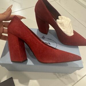Prada Women's Bold Red Block Heels